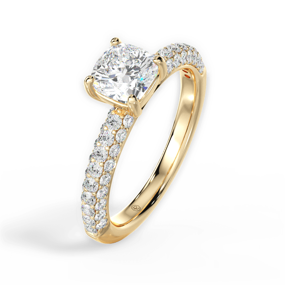 Kylie Cushion Cut Lab Grown Diamond 18Kt Yellow Gold Engagement Ring - View 4