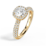 Lucy Cushion Cut Lab Grown Diamond 18Kt Yellow Gold Engagement Ring - View 4