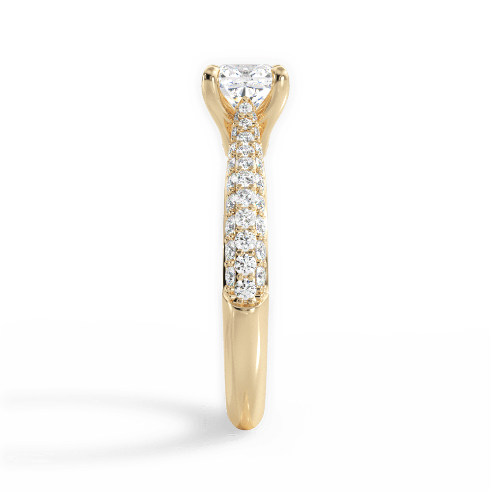 Kira Cushion Cut Lab Grown Diamond 18Kt Yellow Gold Engagement Ring - View 2