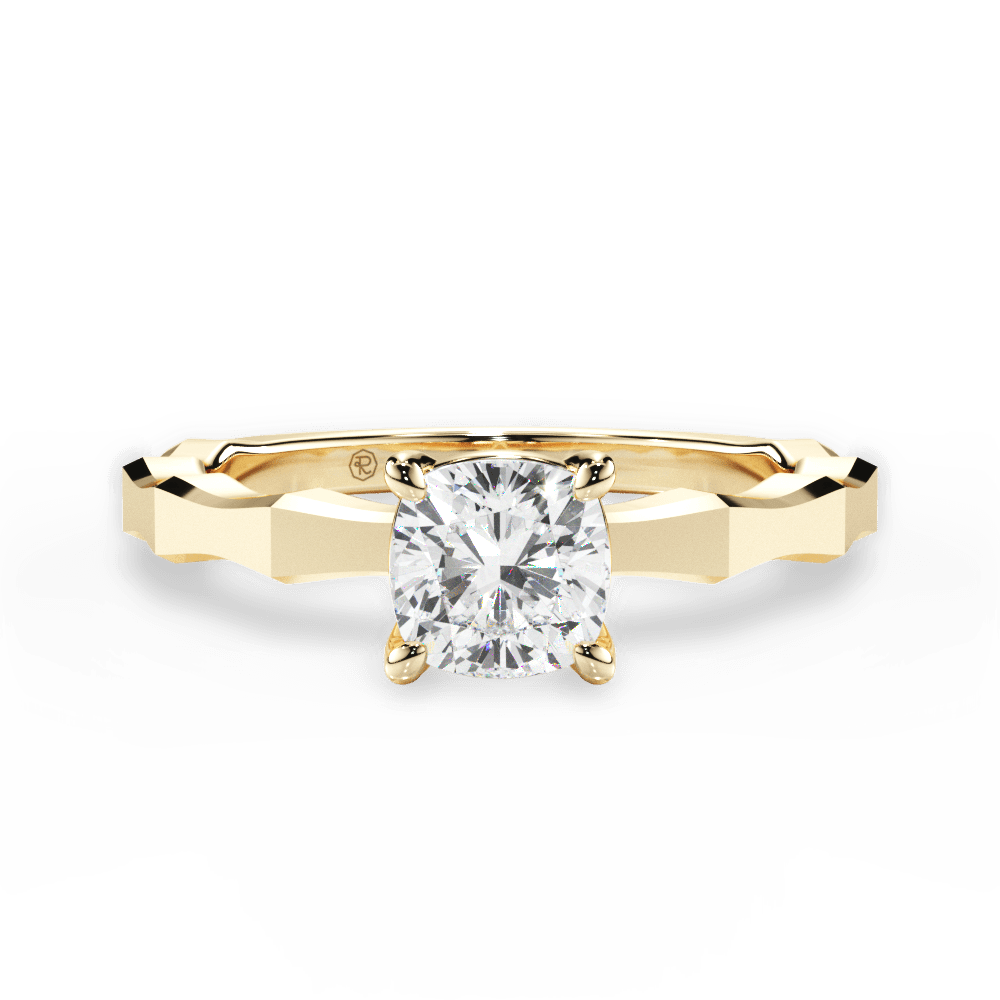 Aaliyah Cushion Cut Lab Grown Diamond 18Kt Yellow Gold Engagement Ring