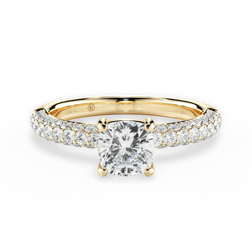 Kylie Cushion Cut Lab Grown Diamond 18Kt Yellow Gold Engagement Ring