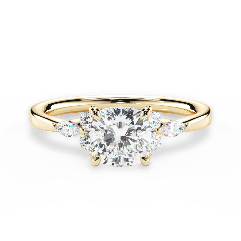 Cynthia Cushion Cut Lab Grown Diamond 18Kt Yellow Gold Engagement Ring