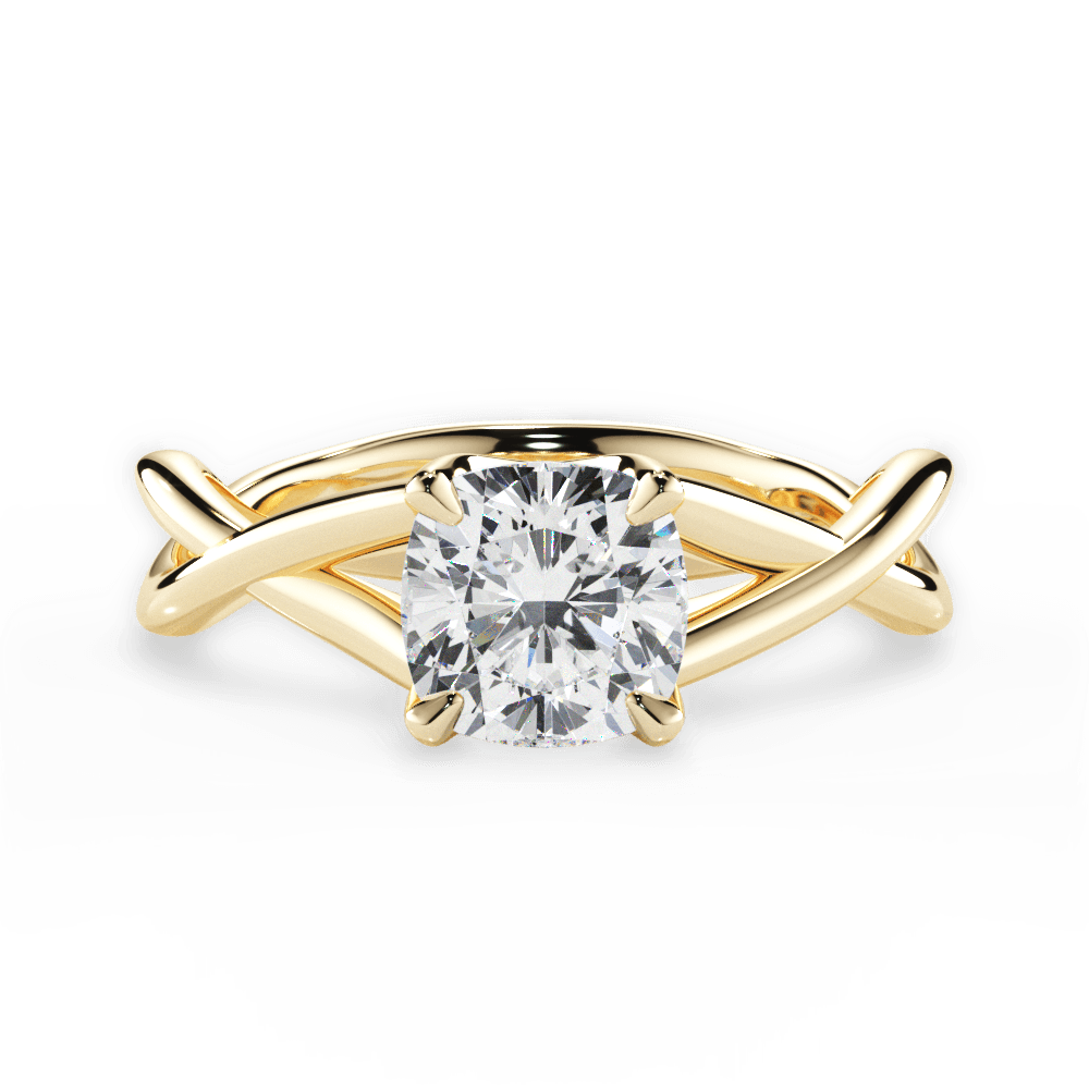 Aubrey Cushion Cut Lab Grown Diamond 18Kt Yellow Gold Engagement Ring