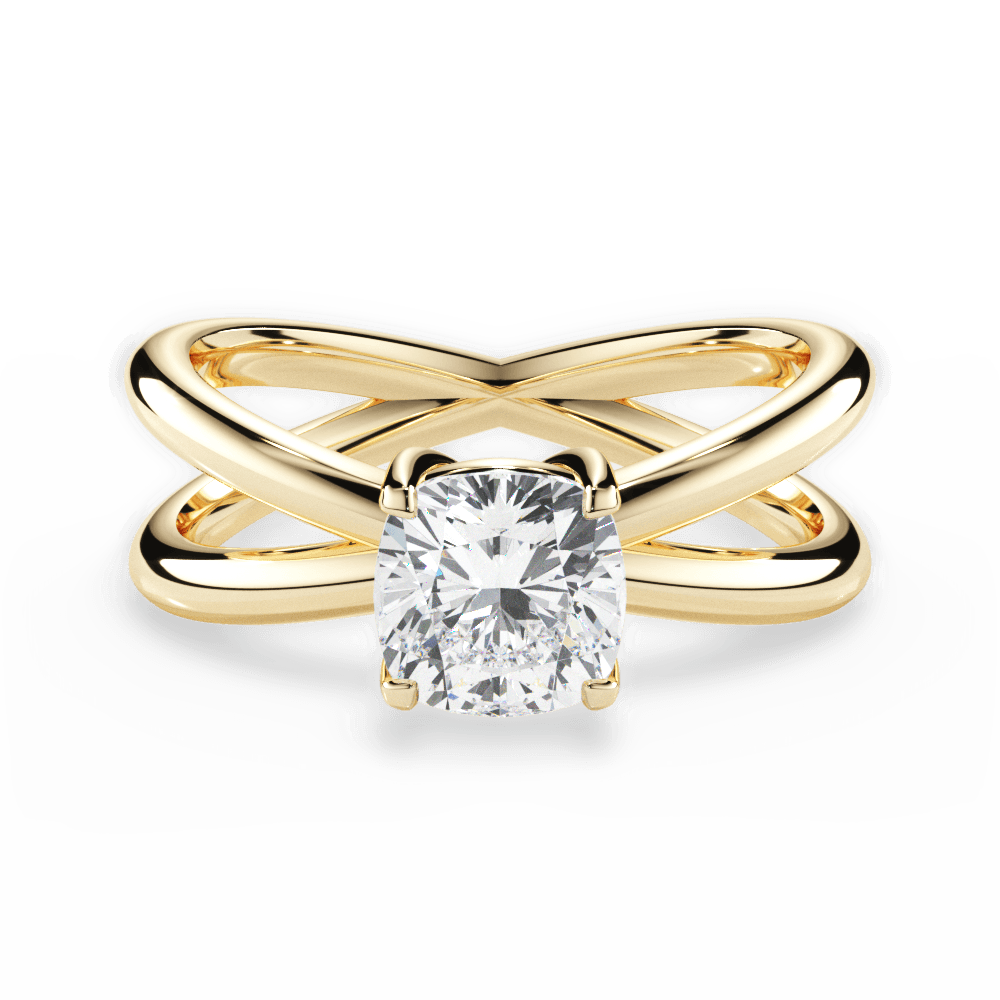 Ada Cushion Cut Lab Grown Diamond 18Kt Yellow Gold Engagement Ring