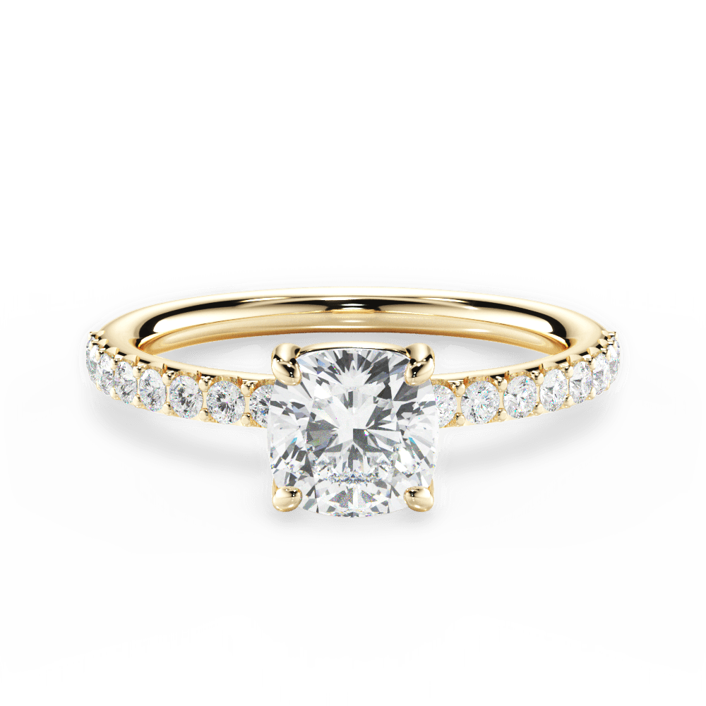 Elsie Cushion Cut Lab Grown Diamond 18Kt Yellow Gold Engagement Ring