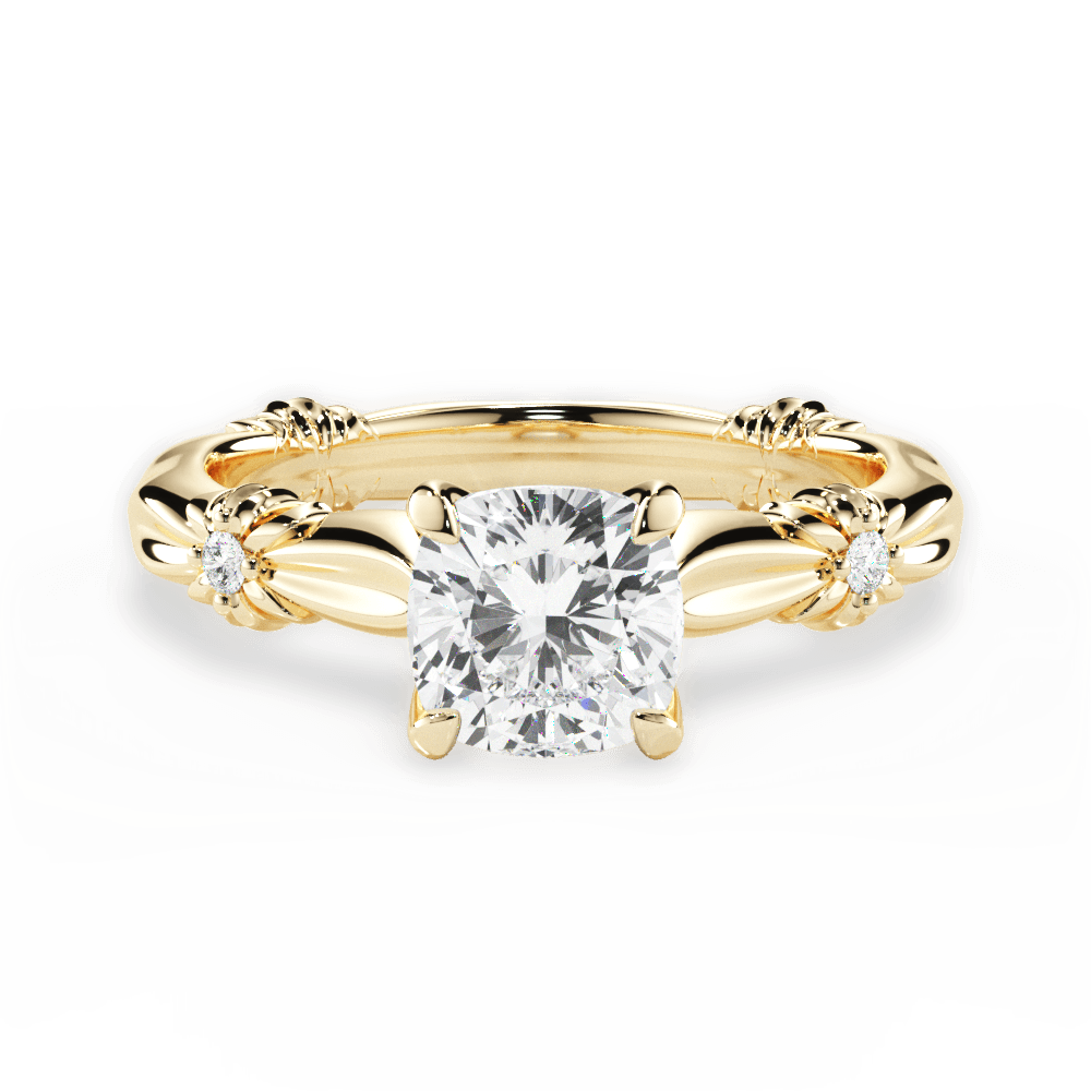 Claire Cushion Cut Lab Grown Diamond 18Kt Yellow Gold Engagement Ring