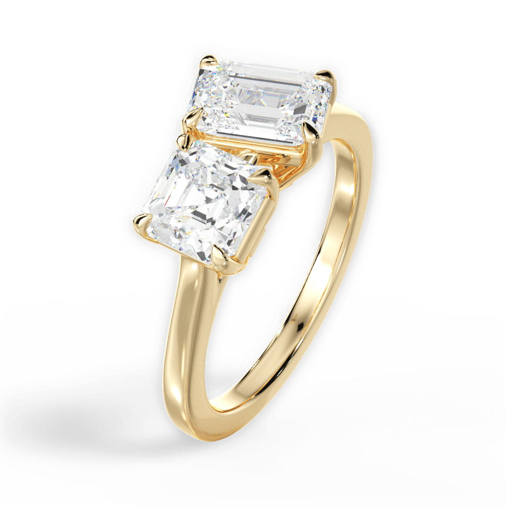 Leticia Emerald Cut Lab Grown Diamond 18Kt Yellow Gold Engagement Ring - View 2