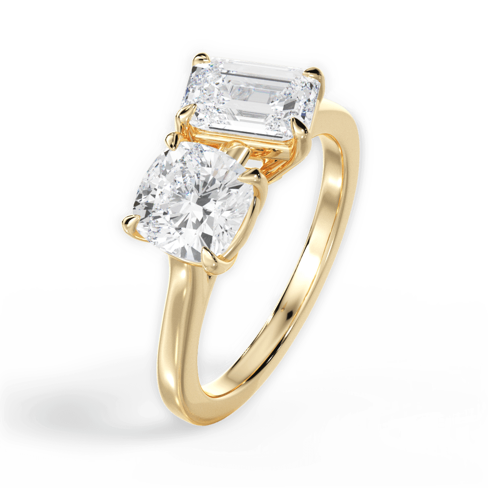 Lila Emerald Cut Lab Grown Diamond 18Kt Yellow Gold Engagement Ring - View 2