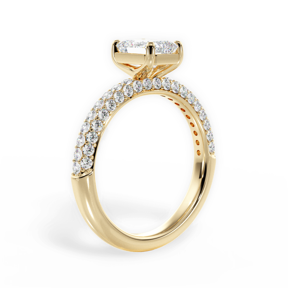 Kylie Emerald Cut Lab Grown Diamond 18Kt Yellow Gold Engagement Ring - View 3
