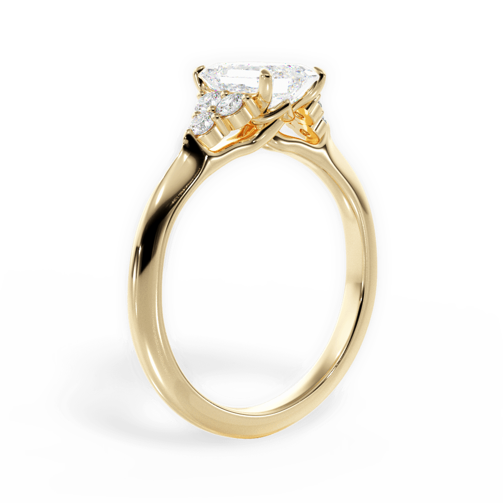 Celeste Emerald Cut Lab Grown Diamond 18Kt Yellow Gold Engagement Ring - View 3