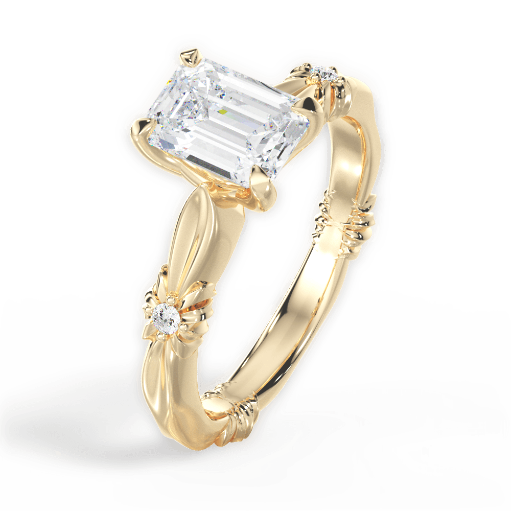 Claire Emerald Cut Lab Grown Diamond 18Kt Yellow Gold Engagement Ring - View 2