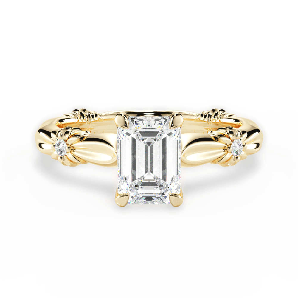 Claire Emerald Cut Lab Grown Diamond 18Kt Yellow Gold Engagement Ring