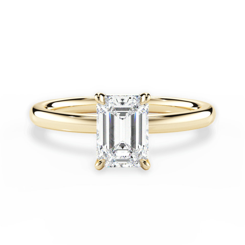 Angela Emerald Cut Lab Grown Diamond 18Kt Yellow Gold Engagement Ring