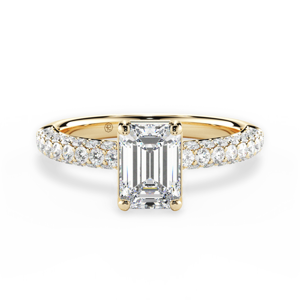 Kylie Emerald Cut Lab Grown Diamond 18Kt Yellow Gold Engagement Ring