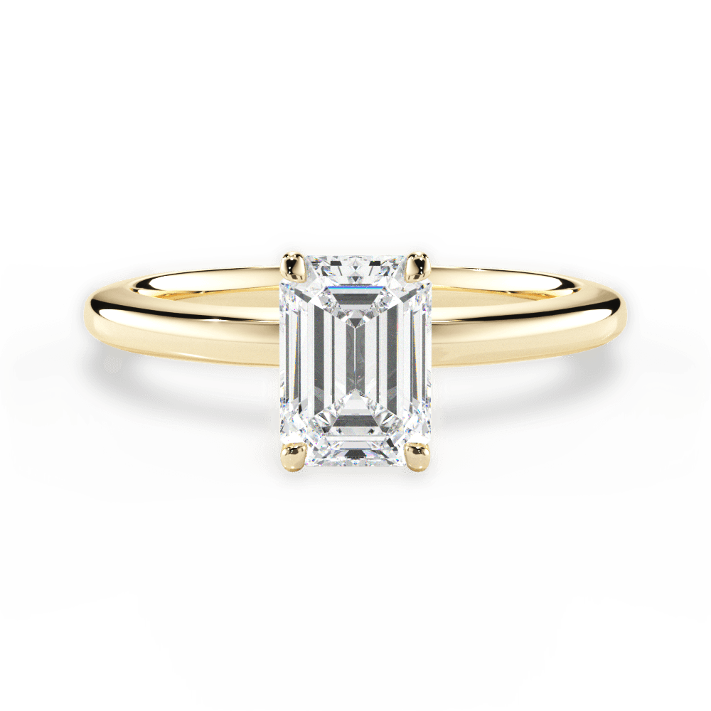 Cara Emerald Cut Lab Grown Diamond 18Kt Yellow Gold Engagement Ring