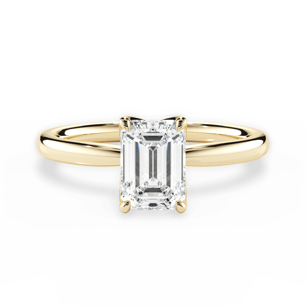 Abigail Emerald Cut Lab Grown Diamond 18Kt Yellow Gold Engagement Ring