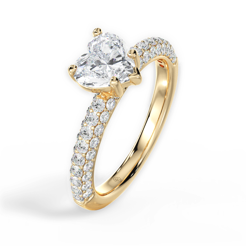 Kylie Heart Cut Lab Grown Diamond 18Kt Yellow Gold Engagement Ring - View 2