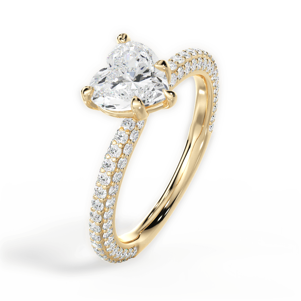 Kristen Heart Cut Lab Grown Diamond 18Kt Yellow Gold Engagement Ring - View 2