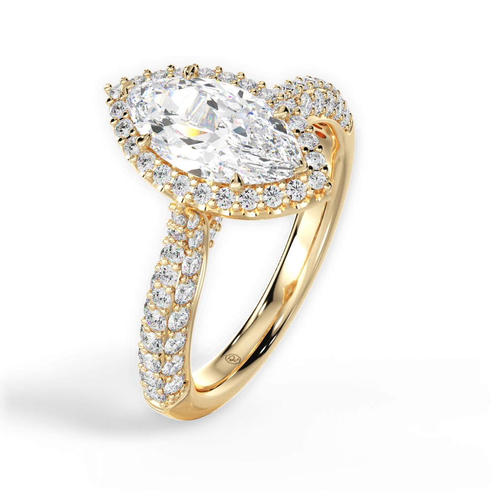 Lucy Marquise Cut Lab Grown Diamond 18Kt Yellow Gold Engagement Ring - View 4