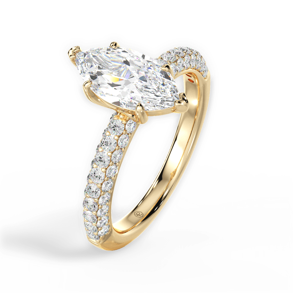Kylie Marquise Cut Lab Grown Diamond 18Kt Yellow Gold Engagement Ring - View 4