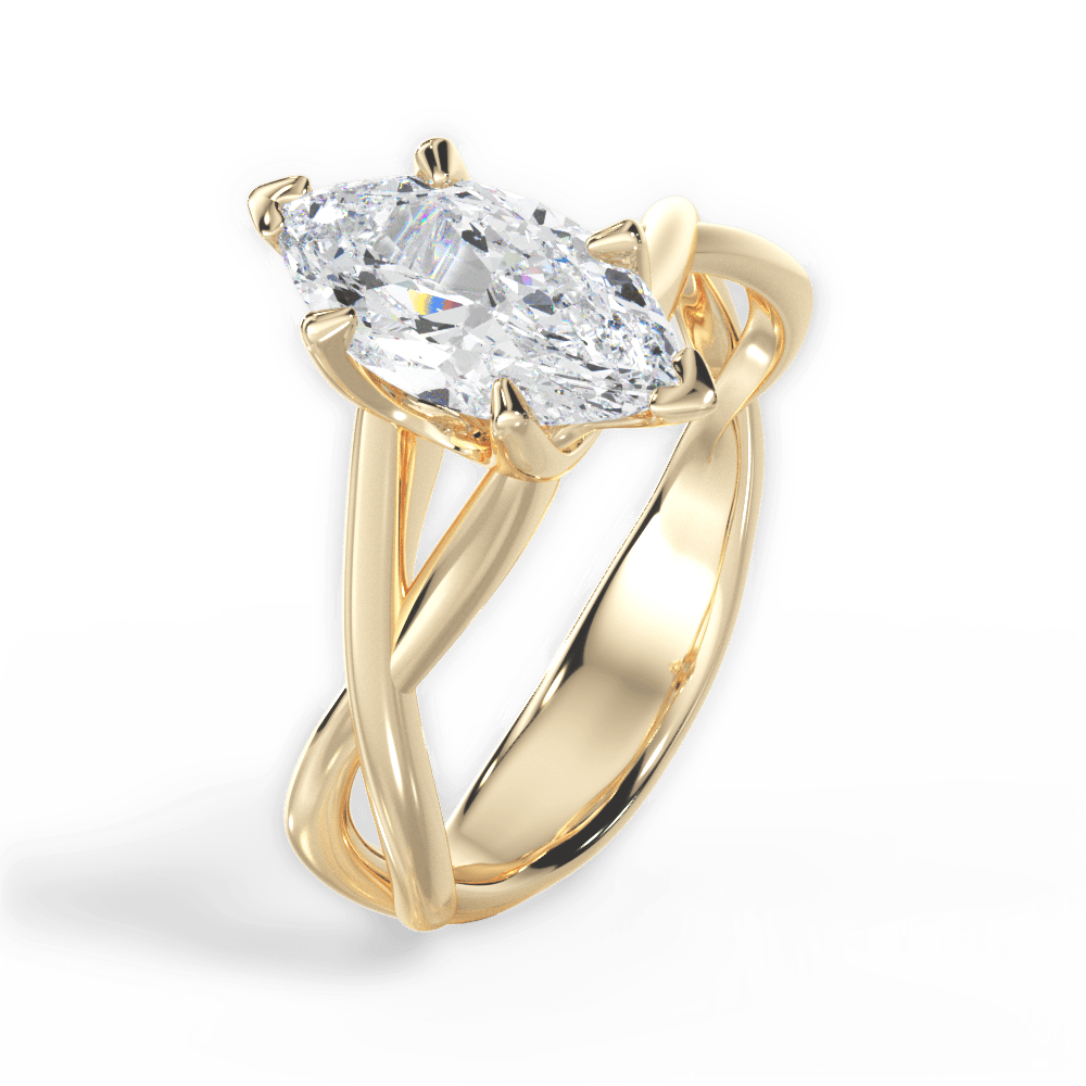 Aubrey Marquise Cut Lab Grown Diamond 18Kt Yellow Gold Engagement Ring - View 3