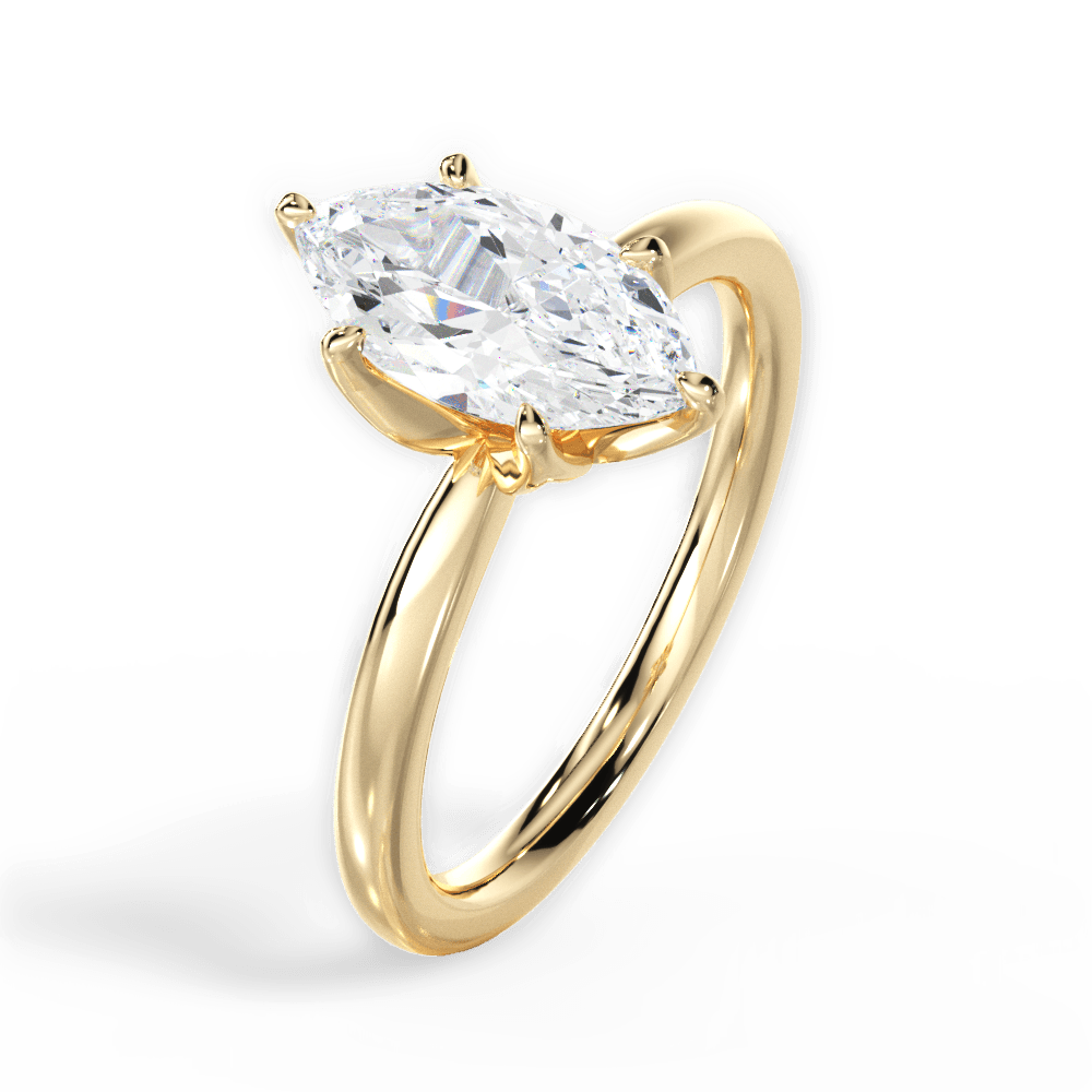 Abigail Marquise Cut Lab Grown Diamond 18Kt Yellow Gold Engagement Ring - View 4