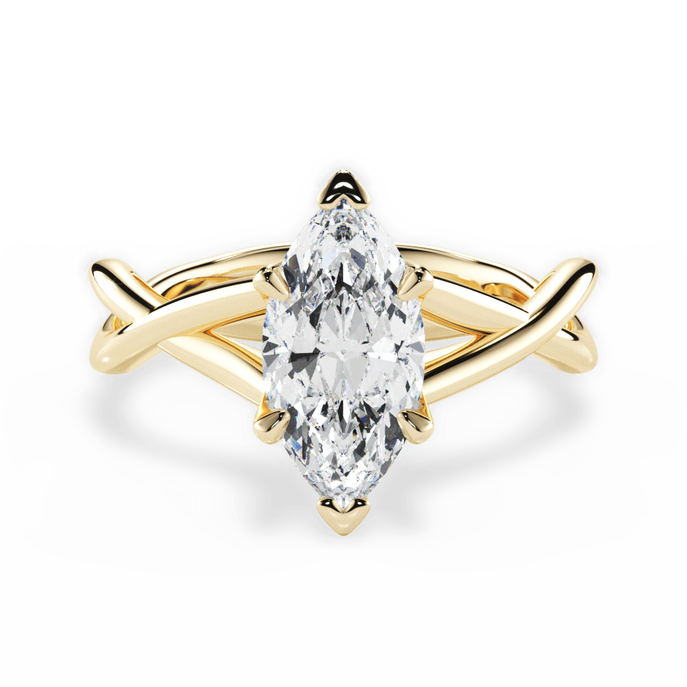 Aubrey Marquise Cut Lab Grown Diamond 18Kt Yellow Gold Engagement Ring
