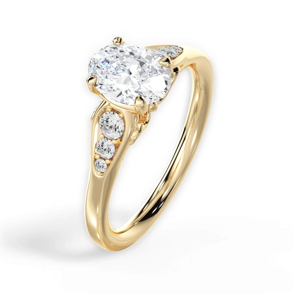 Cecilia Oval Cut Lab Grown Diamond 18Kt Yellow Gold Engagement Ring - View 2