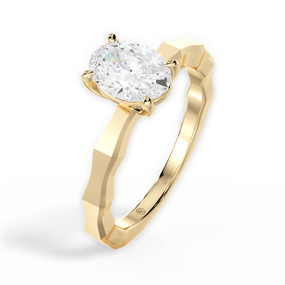 Aaliyah Oval Cut Lab Grown Diamond 18Kt Yellow Gold Engagement Ring - View 3