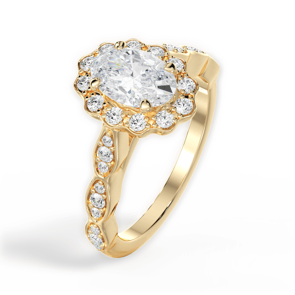 Jane Oval Cut Lab Grown Diamond 18Kt Yellow Gold Engagement Ring - View 2