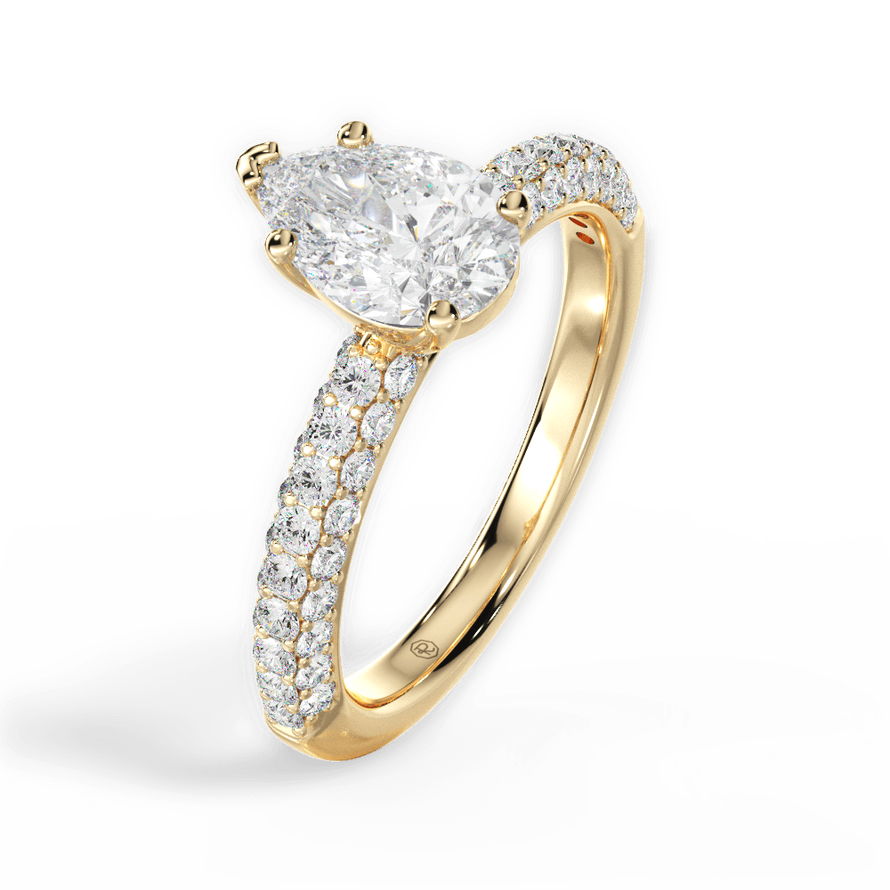 Kylie Pear Cut Lab Grown Diamond 18Kt Yellow Gold Engagement Ring - View 4