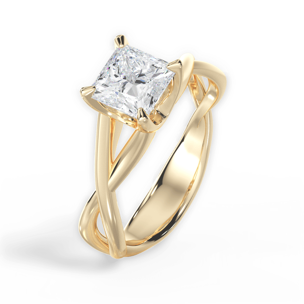 Aubrey Princess Cut Lab Grown Diamond 18Kt Yellow Gold Engagement Ring - View 3