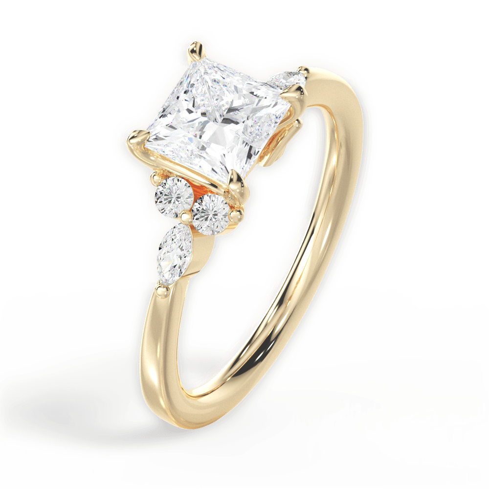 Cynthia Princess Cut Lab Grown Diamond 18Kt Yellow Gold Engagement Ring - View 3