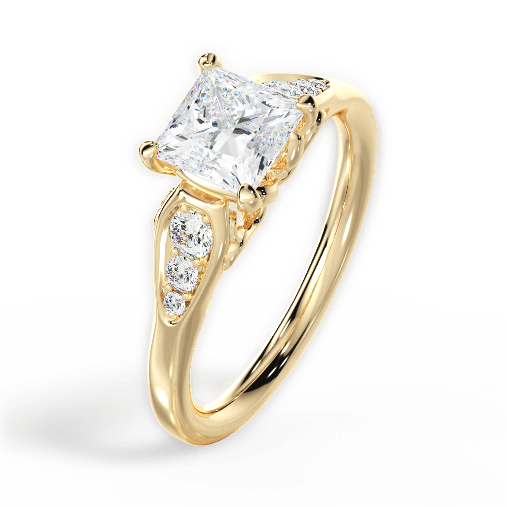 Cecilia Princess Cut Lab Grown Diamond 18Kt Yellow Gold Engagement Ring - View 4