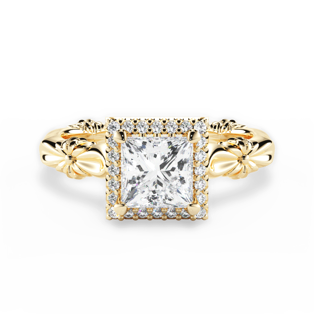 Erica Princess Cut Lab Grown Diamond 18Kt Yellow Gold Engagement Ring