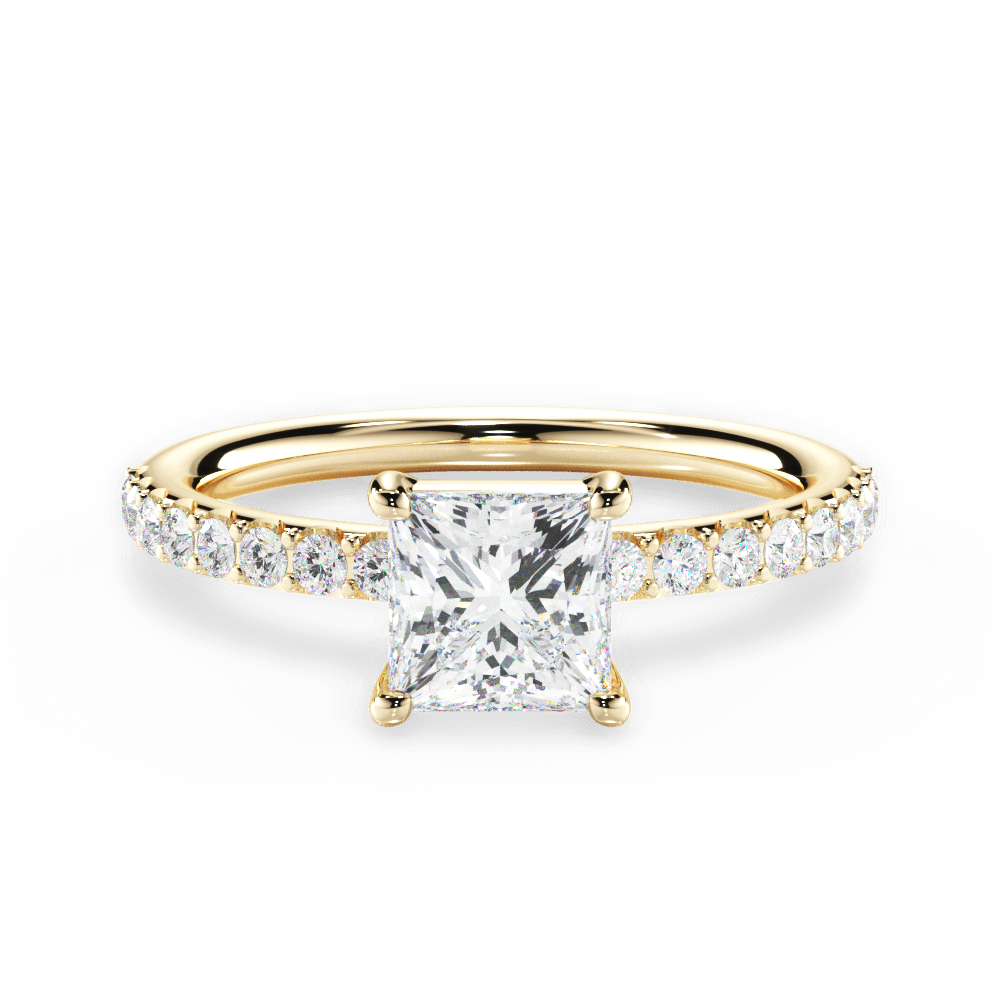 Elsie Princess Cut Lab Grown Diamond 18Kt Yellow Gold Engagement Ring