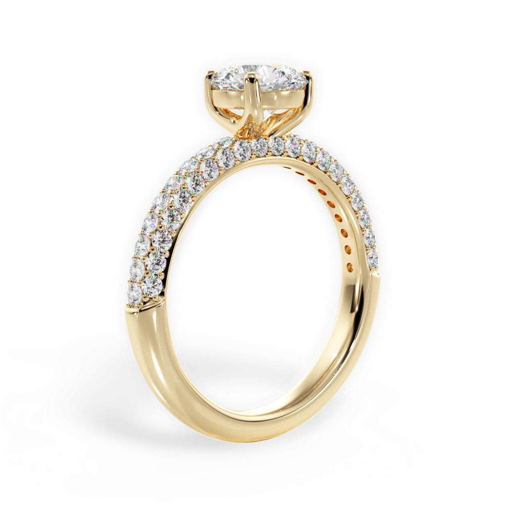 Kylie Round Cut Lab Grown Diamond 18Kt Yellow Gold Engagement Ring - View 4