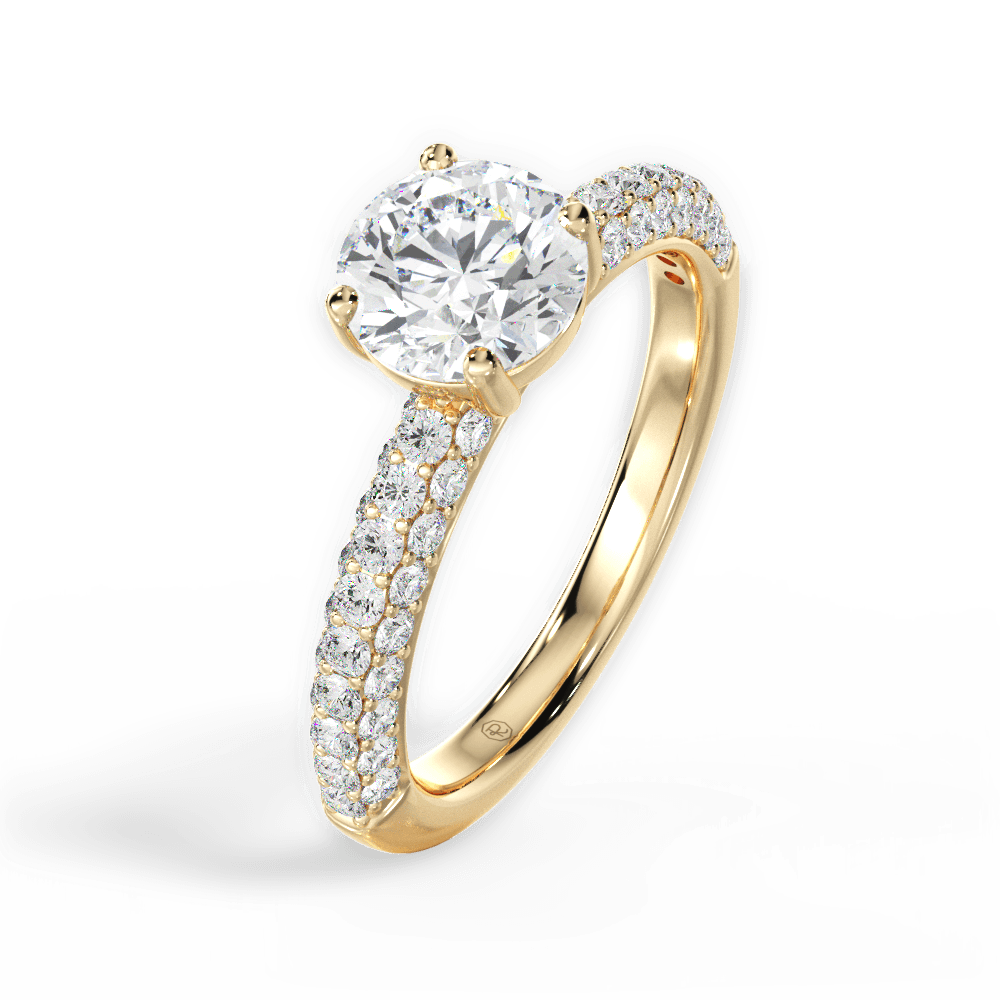 Kylie Round Cut Lab Grown Diamond 18Kt Yellow Gold Engagement Ring - View 3