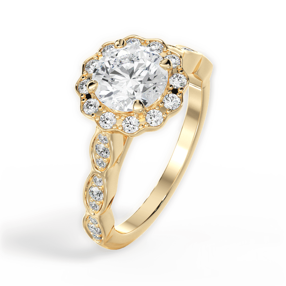 Jane Round Cut Lab Grown Diamond 18Kt Yellow Gold Engagement Ring - View 2
