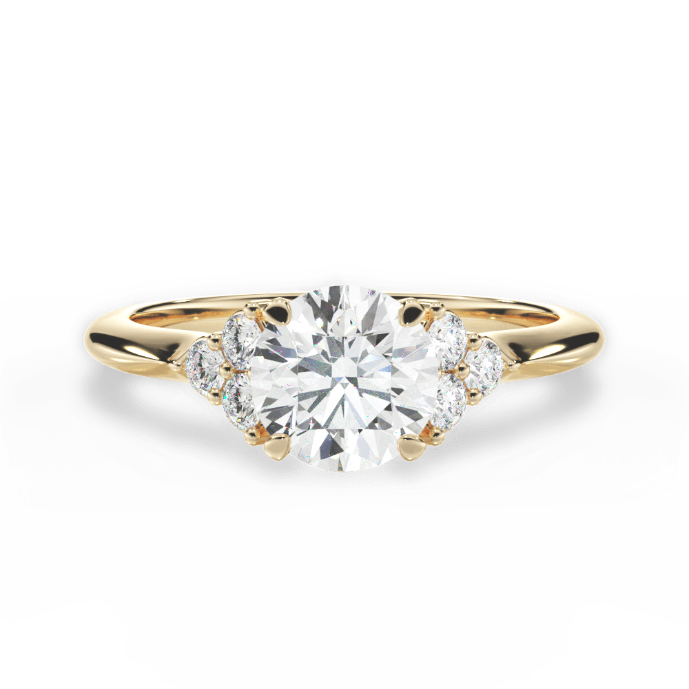 Celeste Round Cut Lab Grown Diamond 18Kt Yellow Gold Engagement Ring
