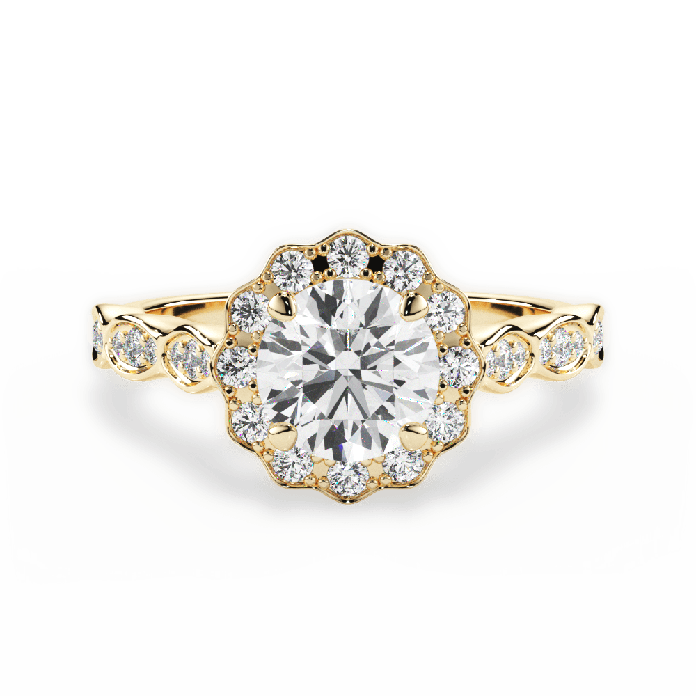 Jane Round Cut Lab Grown Diamond 18Kt Yellow Gold Engagement Ring