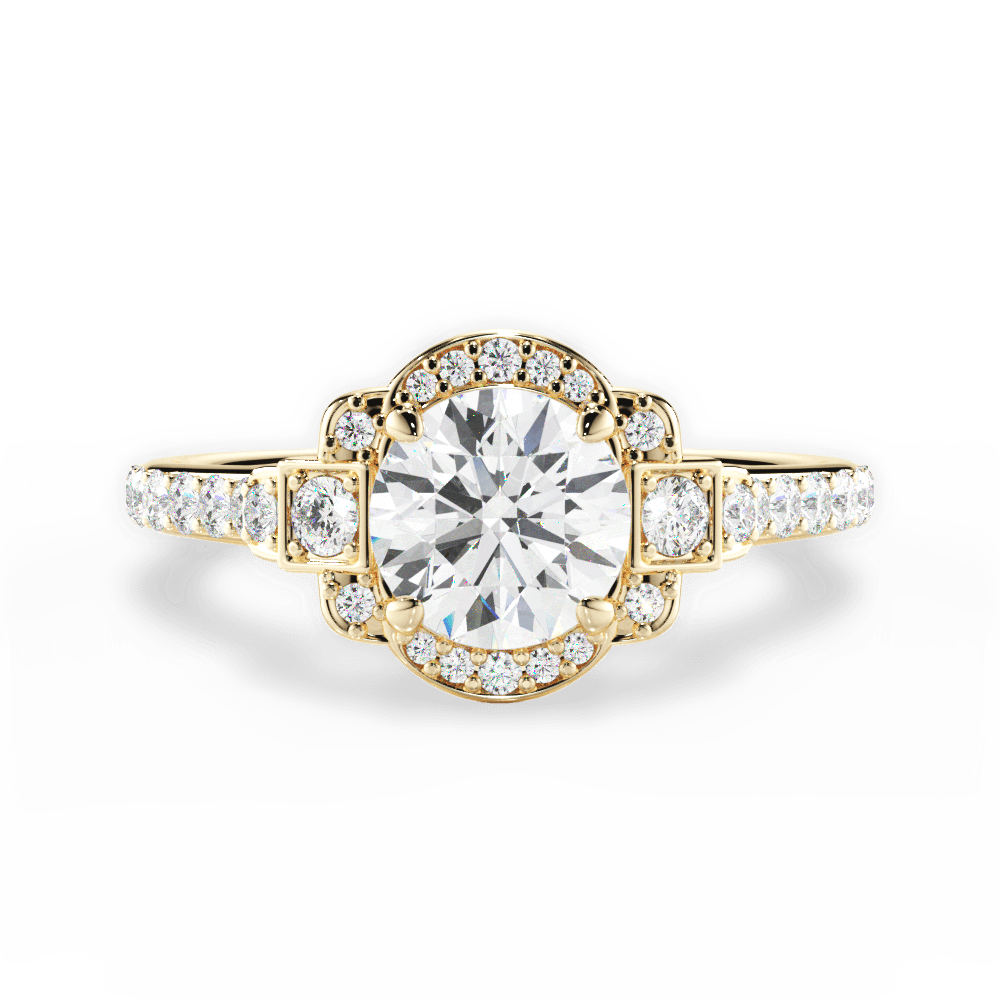 Joyce Round Cut Lab Grown Diamond 18Kt Yellow Gold Engagement Ring