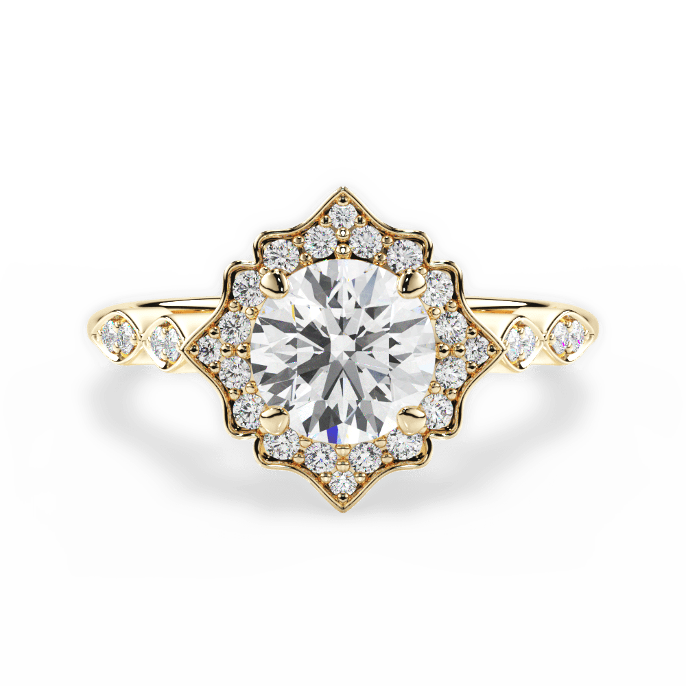 Julie Round Cut Lab Grown Diamond 18Kt Yellow Gold Engagement Ring