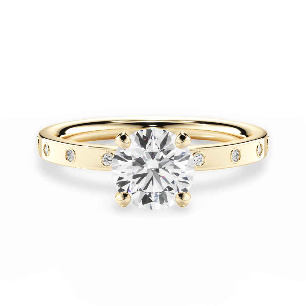 Carla Round Cut Lab Grown Diamond 18Kt Yellow Gold Engagement Ring