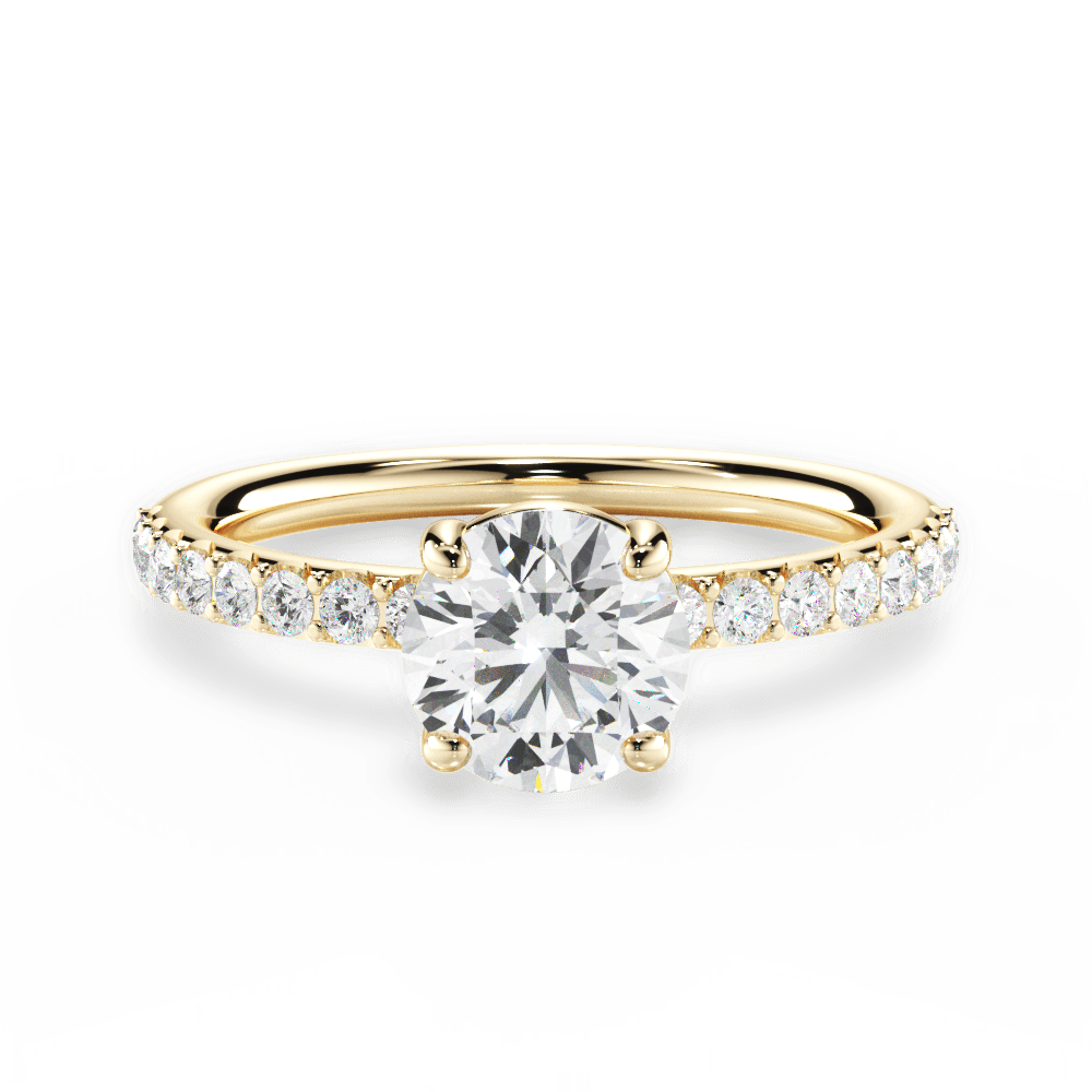 Elsie Round Cut Lab Grown Diamond 18Kt Yellow Gold Engagement Ring