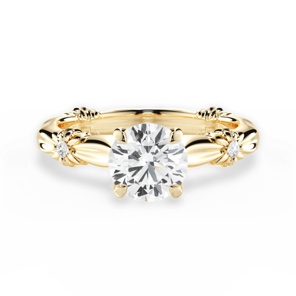 Claire Round Cut Lab Grown Diamond 18Kt Yellow Gold Engagement Ring