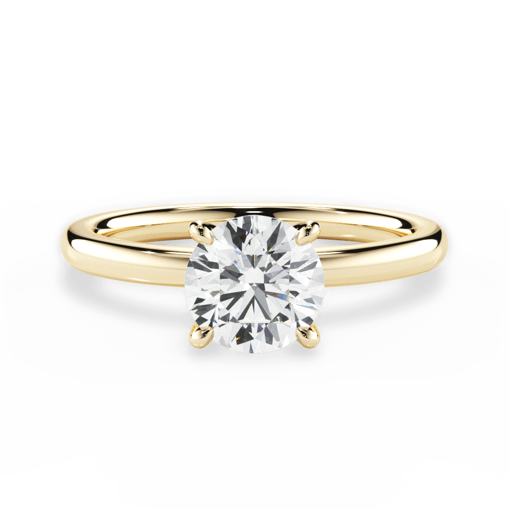 Angela Round Cut Lab Grown Diamond 18Kt Yellow Gold Engagement Ring