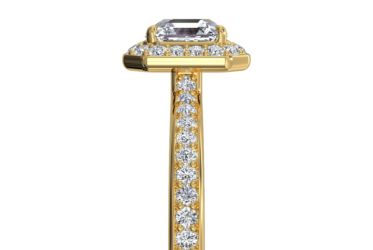 Karen Asscher Cut Lab Grown Diamond 18Kt Yellow Gold Engagement Ring - View 3