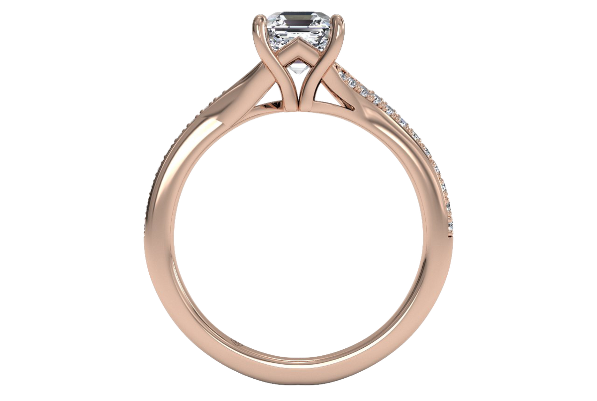 Elise Asscher Cut Lab Grown Diamond 18Kt Rose Gold Engagement Ring - View 2
