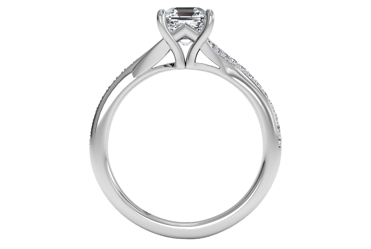 Elise Asscher Cut Lab Grown Diamond Platinum Engagement Ring - View 2